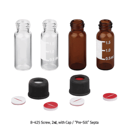 SciLab® 8-425 Screwtop 2㎖/Φ12×32 Autosampler Vial “Pack-Set”, with Opentop Cap & Pre-Slit Septa Clear & Amber, for Chromatography, Boro-glass 5.1, 2㎖ 스크류탑 오토샘플러 바이알세트, 12×32