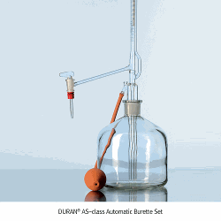 DURAN® AS-class Automatic Burette Set, Schellbach Stripe Type, DIN 12700, USP Standard, 10~50㎖With 2 Lit. Bottle & Blowing Bulb, 30 sec Waiting Time, 35~45sec Run-out Time, AS급 자동뷰렛
