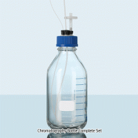 DURAN® GL45 HPLC Bottle, Complete-set with 4× Port PP Screwcap & Seals, 500 & 1,000㎖ For od.Φ1.6 & Φ3.2mm Tubes, with Blue Graduation, Boro-glass 3.3, HPLC 바틀 세트