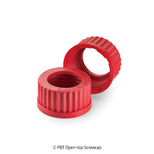 DURAN® GL45 Stainless-steel 1~4-port Connector PBT or PP Screwcap, for All GL45 Bottles, with 1~4 Ports Suitable for Flexible Tubing with id. Φ8.0mm, Retrace Coded for Full Traceability, Autoclavable, GL45 1~4 포트 커넥터 캡