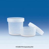 VITLAB® PFA Evaporating Dish, with Snap on Lid (PE), 25 & 50㎖, Autoclavable Excellent Resistance to Chemical and Corrosion, -200℃+260℃, 투명 테프론 증발접시