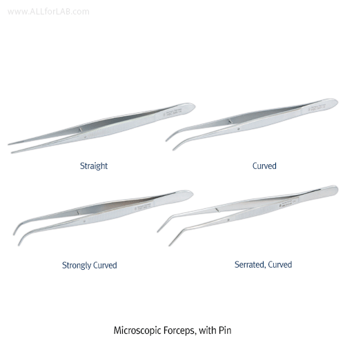 Hammacher® Hi-grade Microscopic Forceps, with Pin, L105~160mmWith Straight- / Curved-type, Standard models, Rustless, Chrome Nickel Steel (CrNi 18/8), [ Germany-made ] , 정밀 미세 포셉