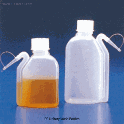 Kartell® PE Unitary Wash Bottle, with GL32 Cap, Ultra-fine Stream, 40℃+80/90℃, 250 & 500㎖ Ideal for Distilled Water & Light Lab Solution, PE 일체형 세척병, 정밀 분주팁 부착형
