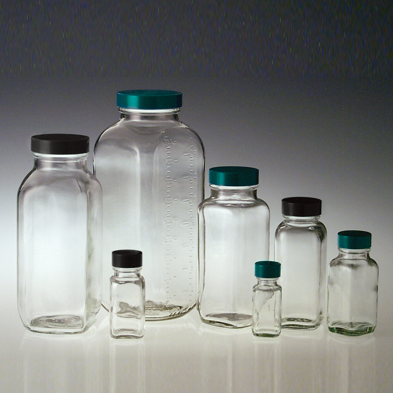 Wide Mouth French Square Bottle / Jar 사각 대 광구병, w/ Teflon Lined Cap