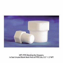 Cowie® NPT-PTFE Blanking Nut Stopper, Used to Seal Unused Blank Neck Ports of PTFE Lids, 0.5″~1.5″ NPT For Sealing of Unused/Blank Neck Ports of PTFE Reactor Lids, PTFE 반응조 커버의 Blank Neck용 마개