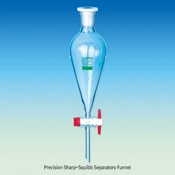 “witeg” Premium Precision Sharp-Squibb Separatory Funnel, 100~500㎖ With PE Stopper & PTFE Plug, DURAN-glass 3.3, DIN/ISO, 정밀 Sharp-스퀴브형 분액 깔때기