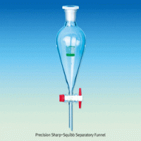 “witeg” Premium Precision Sharp-Squibb Separatory Funnel, 100~500㎖ With PE Stopper & PTFE Plug, DURAN-glass 3.3, DIN/ISO, 정밀 Sharp-스퀴브형 분액 깔때기