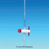 “witeg” AS-Class PTFE Plug Burette, with Conformity Certified, Blue Fine-graduation With -PTFE-plug, with Batch certificate Serial No. for Traceability, AS급 PTFE Plug 뷰렛