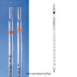“witeg” Premium Certified AS-and B-class MOHR Measuring Pipet, for Partial delivery & Precision, 0.5~25㎖ With Amber Stain Graduation & Color-code, DIN/ISO, 모어타입 메스(부분)피펫, 정밀 피펫팅용