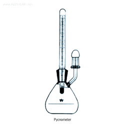 “witeg” Premium Specific Gravity Bottle/Pycnometer, Gaylussae-type, 5~100㎖ With Thermometer Joint 10/19 and Side Tube with 7/16 Joint Cap, Boro Glass, ASTM/DIN, 비중병/피크노메타
