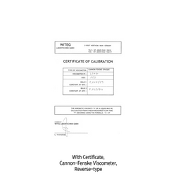 “witeg” Cannon-Fenske Reverse Flow Capillary Viscometer, for Opaque Liquids, ASTM/ISO With Individual Certificate of Calibration, Constant K-value, with 3 Ring Marks, 2 Constants, 역류형 캐논-펜스케 점도계, 불투명 액상용