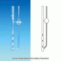 “witeg” Cannon-Fenske Reverse Flow Capillary Viscometer, for Opaque Liquids, ASTM/ISO With Individual Certificate of Calibration, Constant K-value, with 3 Ring Marks, 2 Constants, 역류형 캐논-펜스케 점도계, 불투명 액상용
