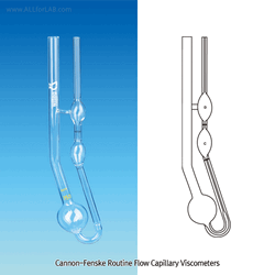 “witeg” Cannon-Fenske Routine Flow Capillary Viscometer, for Transparent, Forming & Liquids Mixture, ASTM/ISO With Individual Certificate of Calibration, Constant K-value, with Ring Mark, Constant, 기본형 캐논-펜스케 점도계, 투명 액상용