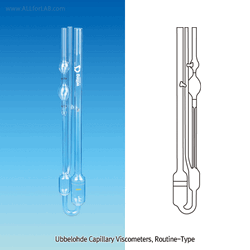 “witeg” Ubbelohde Capillary Viscometer, Routine-Type, for Transparent Liquids & High-Temp or Low-temp. Measurements With Individual Certificate of Calibration, Constant K-value, ASTM/ISO, 우베로데 점도계, 투명 액상용에 적합