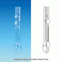 “witeg” Ubbelohde Capillary Viscometer, Routine-Type, for Transparent Liquids & High-Temp or Low-temp. Measurements With Individual Certificate of Calibration, Constant K-value, ASTM/ISO, 우베로데 점도계, 투명 액상용에 적합