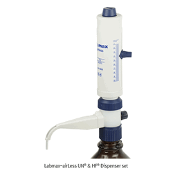 “witeg” Labmax airless & Labmax airless HF Dispensers set, with Automatic Air-purging, Fully Autoclavable, 0.25~100㎖ With PTFE-cylinder·Glass-or PTFE-Piston·FEP-Ejection Channel·Safety-Lock·Precise Screw-controller·GL-Screw Adapter Set Ideal for (1) Solve