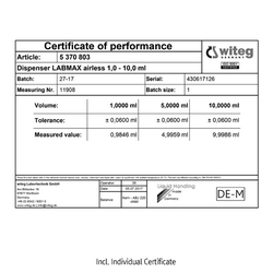 “witeg” Labmax airless & Labmax airless HF Dispensers set, with Automatic Air-purging, Fully Autoclavable, 0.25~100㎖ With PTFE-cylinder·Glass-or PTFE-Piston·FEP-Ejection Channel·Safety-Lock·Precise Screw-controller·GL-Screw Adapter Set Ideal for (1) Solve