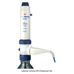 “witeg” Labmax airless & Labmax airless HF Dispensers set, with Automatic Air-purging, Fully Autoclavable, 0.25~100㎖ With PTFE-cylinder·Glass-or PTFE-Piston·FEP-Ejection Channel·Safety-Lock·Precise Screw-controller·GL-Screw Adapter Set Ideal for (1) Solve