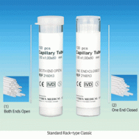 “witeg” Melting Point Capillary Tube, Glass, OD 2.5×L80mm(id approx 2.1) Use a Powdered Sample, 2-Type of (1) Both Ends Open & (2) One End Closed, 융점 측정 모세관