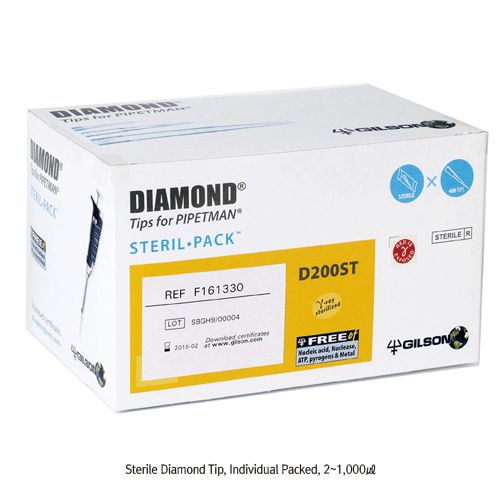 Gilson Diamond Tip, Ideal for Gilson & witeg-pipettors, Made of High-quality Polypropylene, 0.1~10,000㎕ With Bulk·Hinged Rack·Individual Sterile Pack- type, with Graduated Volume Markers, Autoclavable, 길슨 정밀 피펫터 팁