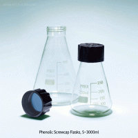 Pyrex® 5~3,000㎖ PBT Screwcap Erlenmeyer Flask, with PTFE Faced LinerGood for Culture Media, Boro-glass 3.3, Autoclavable, , 스크류 캡 삼각플라스크