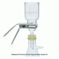 Wheaton® Premium 47mm Vacuum Filter Holder Kit, without Flask, for 300㎖~up to 1,000㎖ With Fritted Glass·PTFE FaceWheaton® Premium 47mm Vacuum Filter Holder Kit, without Flask, for 300㎖~up to 1,000㎖ With Fritted Glass·PTFE Faced·SS Screen-Base, 진공여과장치
