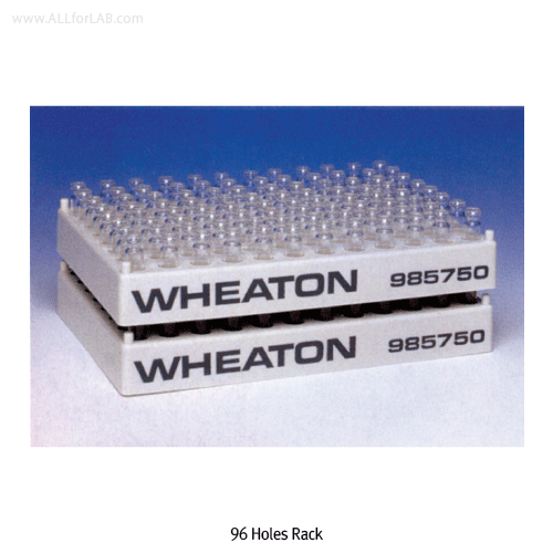 Wheaton® 36~96 Places White Gray PP Vial Racks, Heat Resistant at -10℃+125/140℃, Autoclavable, 각종 바이알용 랙