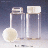 Wheaton® 20㎖ Standard Scintillation Vials, PET, with White Caps, ASTM·USP·ISO With High-Quality PET, 20㎖ 표준형 투명 Plastic 신틸레이션 카운팅 바이알