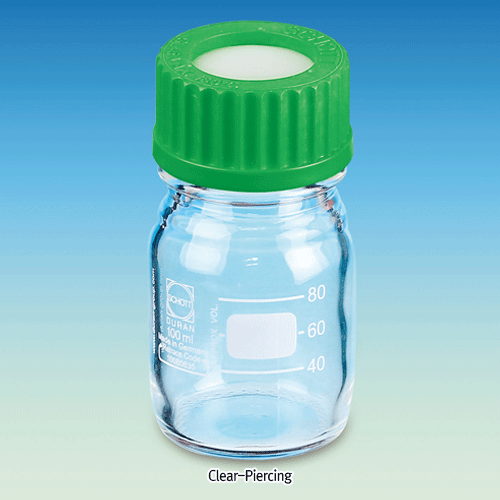 DIY Piercing DURAN® Lab Bottle, with PP GL Opentop Screwcap & PTFE/Butylrubber Septa, 10~500㎖ Boro-glass 3.3, with DIN GL25~GL45, Graduation, 125/140℃ Stable and Autoclavable, 피어싱 랩바틀
