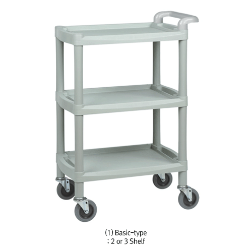 ABS Assembling Utility Carts, Heavy-Duty, with Tray Shelf·Detachable Handle·4 Casters Excellent Resistance Against High Impact·Chemicals·Temp(-40+90℃), ABS 조립식 다용도 카트, 튼튼한 구조의 플라스틱