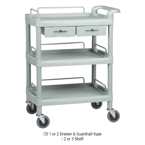 ABS Assembling Utility Carts, Heavy-Duty, with Tray Shelf·Detachable Handle·4 Casters Excellent Resistance Against High Impact·Chemicals·Temp(-40+90℃), ABS 조립식 다용도 카트, 튼튼한 구조의 플라스틱