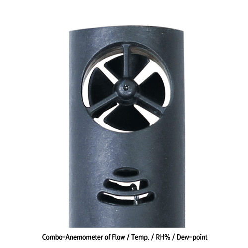 DAIHAN® Combo-Anemometer of Flow·Temp·RH%·Dew-point “ANE”, PC-interface, Datalogging 0.5m/s, -20℃+60℃, 0.1~99.9% RH, -20℃+59.9℃ D-point, & Wet Bulb, with 18mm Vane Probe & Cable, 정밀 아네모메타
