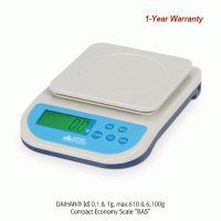 DAIHAN® [d] 0.1 & 1g, max.610 & 6,100g Compact Economy Scale “BAS”, 17.5×24×h6cm Good for Saving Money, with Pcs. Counting, Back Light LCD, Battery, without Adapter, 경제형 컴팩트 스케일/저울, 계수 기능
