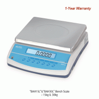 DAIHAN® [d] 0.5 & 1g, max.15 & 30kg Basic High Capacity Bench Scale “BAH15L” & “BAH30L” With Pcs.·%·Alarm·Print & Check Function and Rechargeable Battery/Back Light & LCD Display, DC & AC Adapter, 32×34×h12.5 기본형 대용량 다기능 스케일/저울, Pcs. 계수·%·경보음·인쇄 및 체크