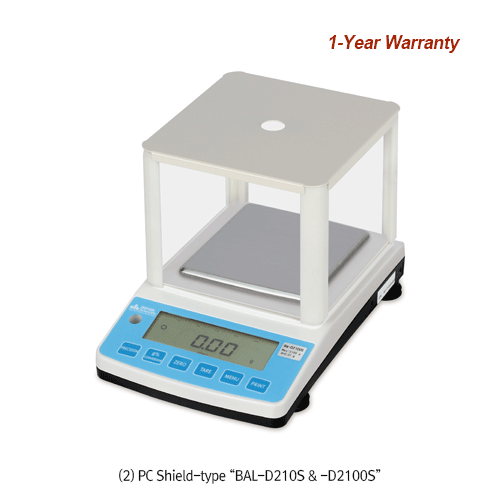 DAIHAN® [d] 1 & 10mg, max.210 & 2,100g High-Precision Lab Balance “BAL-D”, RS-232C for Printer With Counting Function, Various Weight Mode, DC Adaptor, Basic- & Shield-type, 정밀 랩 바란스, 계수계 겸용