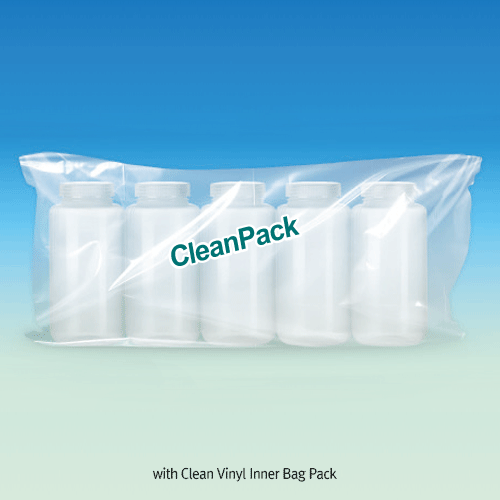 WisdTM 8~1,000㎖ CleanPack PP Wide-Neck Lab Bottle, Sterile & Non-Sterile With ASTM Screwcap & Double Sealed Leakproof, Autoclavable, PP 광구병, 멸균 & 비멸균, ASTM