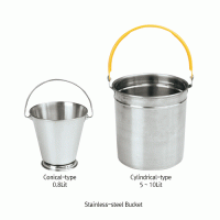 Stainless-steel Bucket, Conical-type and Cylindrical-type, 0.8~10 Lit With Stainless-steel Lid & Color Coated Lid, 스테인리스 버킷