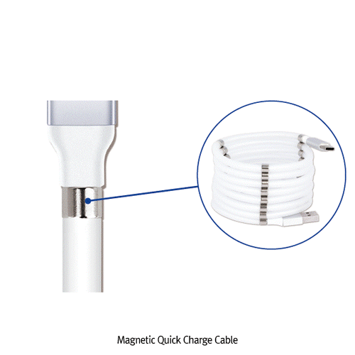 Magnetic Quick Charge Cable, with Magnetic Suction Design, Output 9V/2.0A; 5V/3.0A, L1.8m Ideal for Use in Vehicles and Homes or Outings, 마그네틱 고속충전 USB 데이터케이블