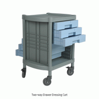 Two-way Drawer Dressing Cart, ABS, with 4 & 5 Drawer, with Handle Ideal for Lab·Medical·Industrial, with Stop-On Casters, 양방향 서랍식 플라스틱 카트