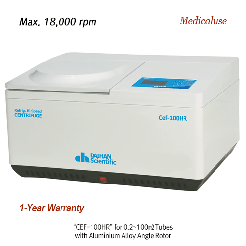 DAIHAN® 0.2~100㎖ Refrigerated High Speed Pro-Centrifuge “CEF-100HR”, -20℃+40℃, 18,000rpm, Max. 100㎖×4 Without Rotor, 23,755×g, 고속 냉장 원심분리기, Rotor 별도