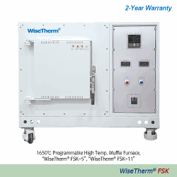 “WiseTherm® FSK” 1,650℃ Programmable High-Temp Muffle Furnace, Exposed Heating Elements-typeWith MoSi 2 Heater, Digital PID Control, Short Heat-up Time, 2-Side Heating, without Ceramic Fiber Plate, 1.9~11 Lit고온 디지털 전기로, 디지털 PID 컨트롤 시스템, 2 면 가열 방식