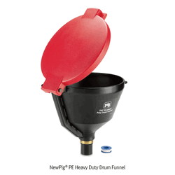 NewPig Heavy Duty Drum Funnel, PE, with Hinged Lid, Overfill Preventer, Φ340×h330mm Ideal for Laboratory and Industry, with PTFE Tape, 역류 방지 드럼 펀넬