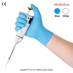 mediclin Premium Nitrile Clean Glove, for Medical & Exam, L240mm, Medicaluse With Textured, Powder Free, Ambidextrous, Premium Grade AQL 1.5, 니트릴 장갑, 실험·의료용