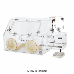 DAIHAN® Premium 15mm PMMA Heavy Duty Glove Box Complete Set, with Natural Rubber Glove and Transfer Chamber With Internal Outlet, Foot S/W for Internal Pressure Regulation, Vacuum Pressure 1 Torr, for 1 & 2 Operators, 프리미엄 안전 글러브박스, 1 & 2인용