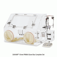 DAIHAN® Premium 40mm PMMA Vacuum Glove Box Complete Set, with Natural Rubber Glove and Transfer Chamber With Internal Outlet, Foot S/W for Internal Pressure Regulation, Vacuum Pressure 10 Torr, for 1 Operator, 프리미엄 진공 글러브박스, 1인용