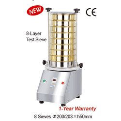 DAIHAN® Digital Vibrating Sieve Shaker “SKS-208”, Acceptable Φ100~203mm Sieves Capa-8 Sieves Φ200/203×h50mm, Ideal for Sieving·Classifying·Filtering, CE Certified, 시브쉐이커, 최대 8단, Φ200/303