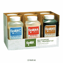 Spill-X® Multipurpose Spill Neutralizer Kit, for Acid·Base·Solvent, Powder-type, Non-Toxic, 8 Items Ideal for Hospital·Laboratory·Work Area, 케미컬 분말 중화제 키트