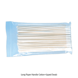 Long Paper Handle One Cotton-tipped Swab, Multi-use, L150mm, 1Tip Φ5.3mm With Antibacterial·Spiral-Shaped Cotton tip, 100pcs/Zipper Bag, 종이 핸들 나선면봉