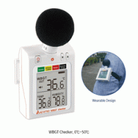 DAIHAN® WBGT Checker “THE3021”, Temp 0℃~50℃·0.1~99.9%RH·WBGT 0℃~50℃, with Alarm Function, 70×60×h22mm Ideal for Outdoor & Indoor Heat Stress Measuring, 휴대용 WBGT 습구흑구 온열지수 측정기, 체감온도 측정, 열사병 예방용