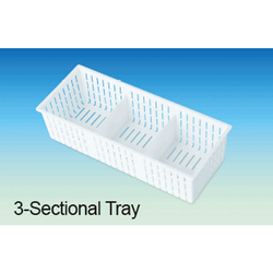 PP 3-Section All Perforated Tray, for Small Articles, Lightweight, White, Autoclavable, 2.5Lit Good for Drying·Storage·Transfer, -10℃+125/140℃, PP 칸막이 트레이, 소품용